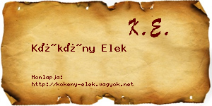 Kökény Elek névjegykártya